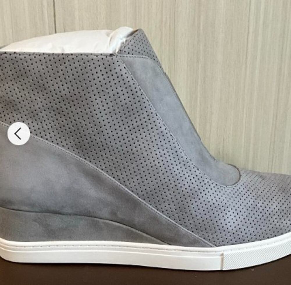 Linea Paolo Anna Perf Kid Suede Grey Platform Wedge Bootie Sneakers - Size 11